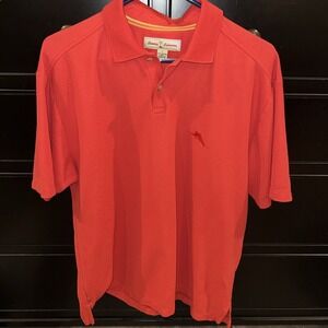 Tommy Bahama Reddish‎ Orange Men's Polo Short Sleeved Shirt Marlin Logo Large